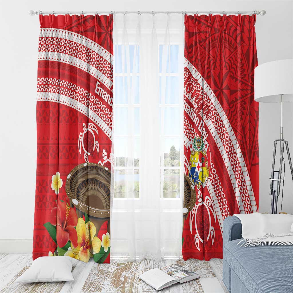 Kingdom Of Tonga Emancipation Day Window Curtain Tongan Ngatu With Kumete Red LT14 - Polynesian Pride