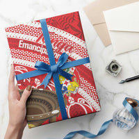 Kingdom Of Tonga Emancipation Day Wrapping Paper Tongan Ngatu With Kumete Red - Polynesian Pride