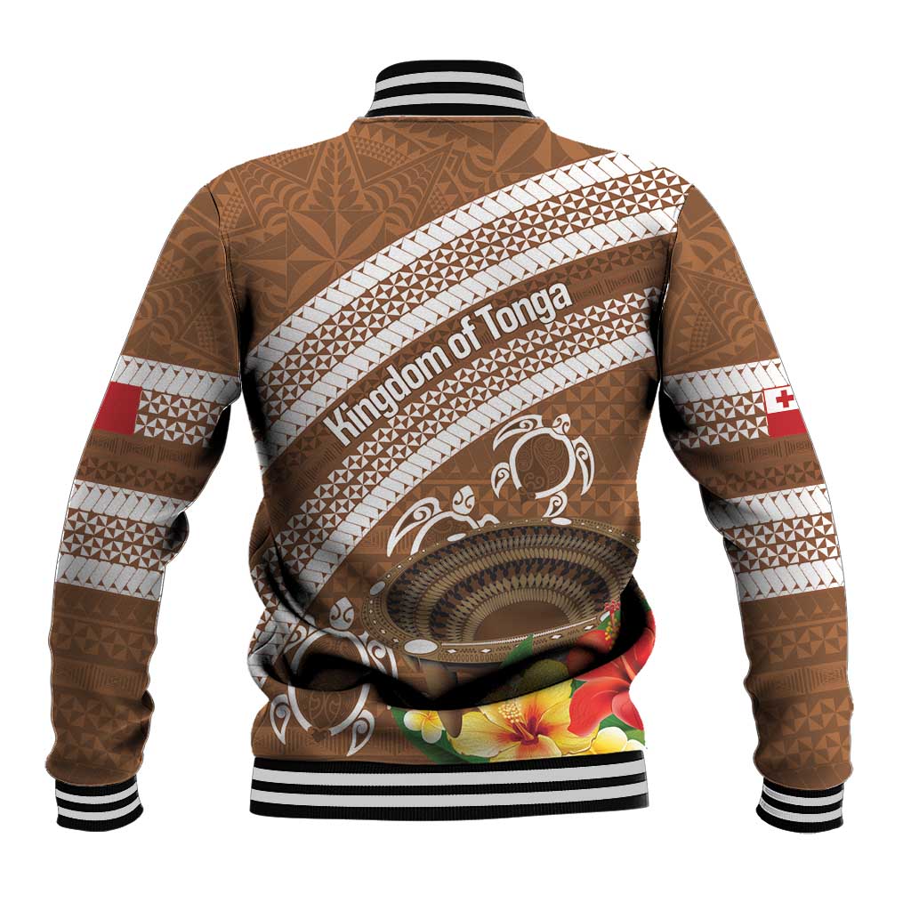 Kingdom Of Tonga Emancipation Day Baseball Jacket Tongan Ngatu With Kumete Brown LT14 - Polynesian Pride
