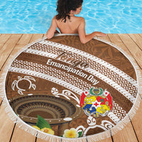 Kingdom Of Tonga Emancipation Day Beach Blanket Tongan Ngatu With Kumete Brown LT14 - Polynesian Pride