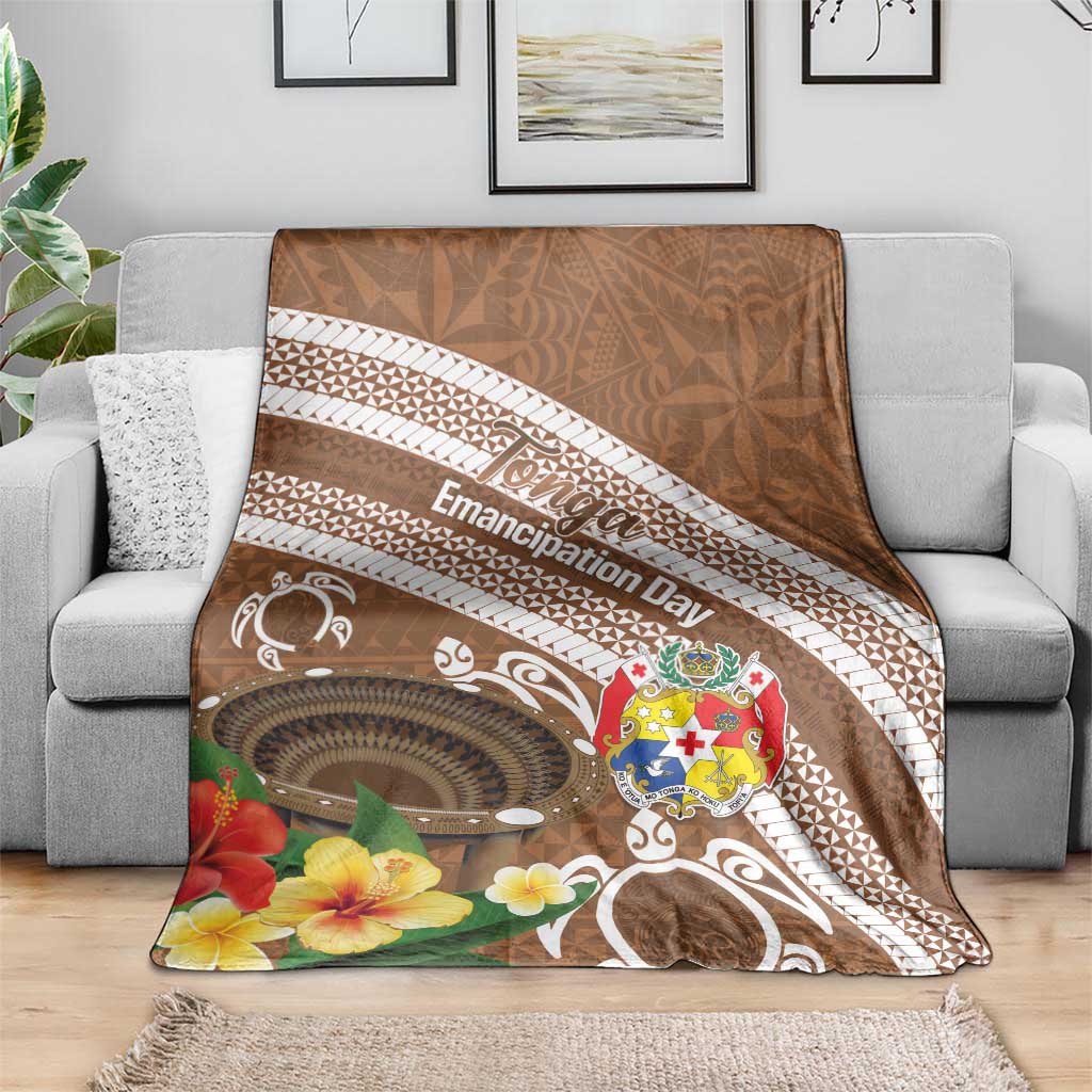 Kingdom Of Tonga Emancipation Day Blanket Tongan Ngatu With Kumete Brown LT14 - Polynesian Pride