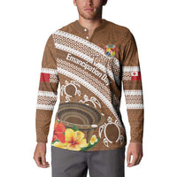 Kingdom Of Tonga Emancipation Day Button Sweatshirt Tongan Ngatu With Kumete Brown LT14 - Polynesian Pride