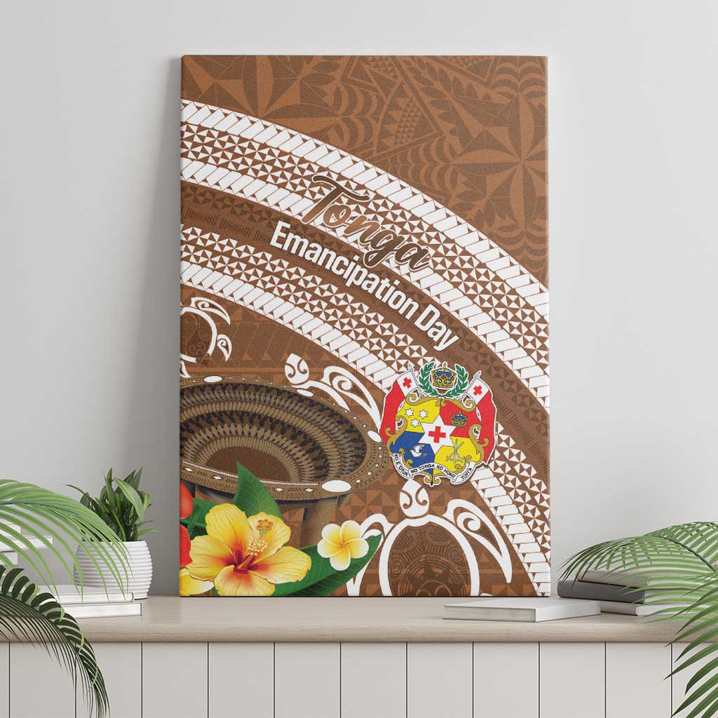Kingdom Of Tonga Emancipation Day Canvas Wall Art Tongan Ngatu With Kumete Brown LT14 - Polynesian Pride