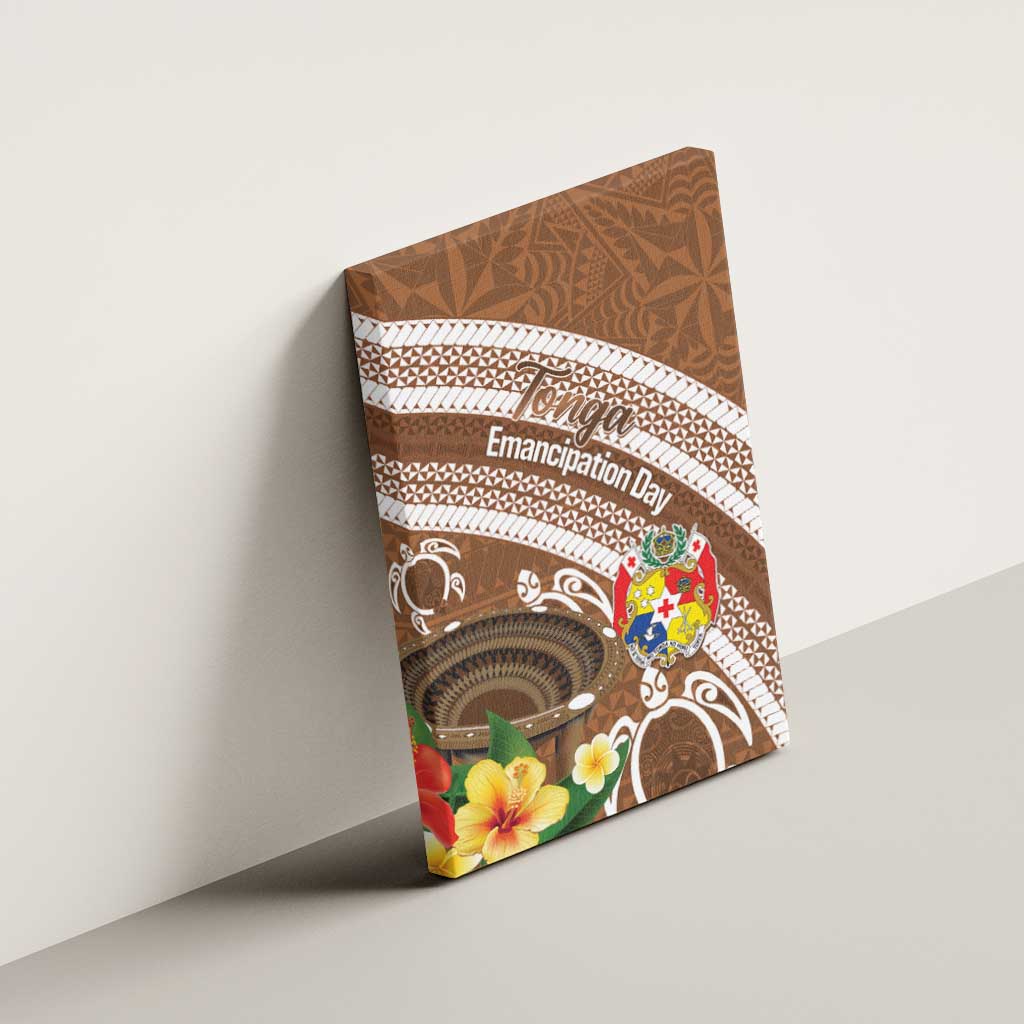 Kingdom Of Tonga Emancipation Day Canvas Wall Art Tongan Ngatu With Kumete Brown LT14 - Polynesian Pride
