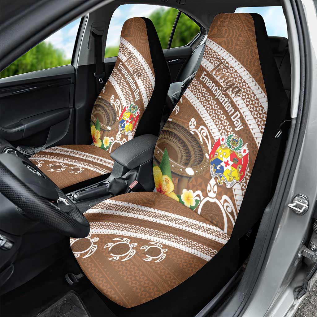 Kingdom Of Tonga Emancipation Day Car Seat Cover Tongan Ngatu With Kumete Brown