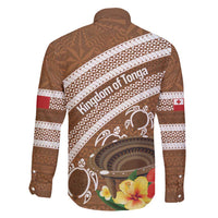 Kingdom Of Tonga Emancipation Day Family Matching Long Sleeve Bodycon Dress and Hawaiian Shirt Tongan Ngatu With Kumete Brown