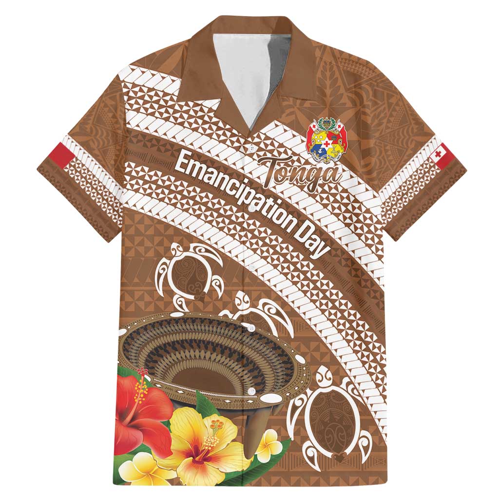 Kingdom Of Tonga Emancipation Day Family Matching Mermaid Dress and Hawaiian Shirt Tongan Ngatu With Kumete Brown