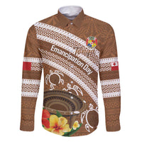 Kingdom Of Tonga Emancipation Day Family Matching Tank Maxi Dress and Hawaiian Shirt Tongan Ngatu With Kumete Brown