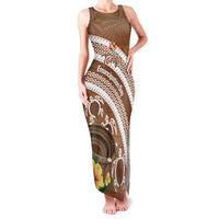 Kingdom Of Tonga Emancipation Day Family Matching Tank Maxi Dress and Hawaiian Shirt Tongan Ngatu With Kumete Brown