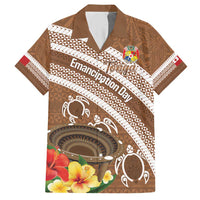 Kingdom Of Tonga Emancipation Day Hawaiian Shirt Tongan Ngatu With Kumete Brown LT14 Brown - Polynesian Pride