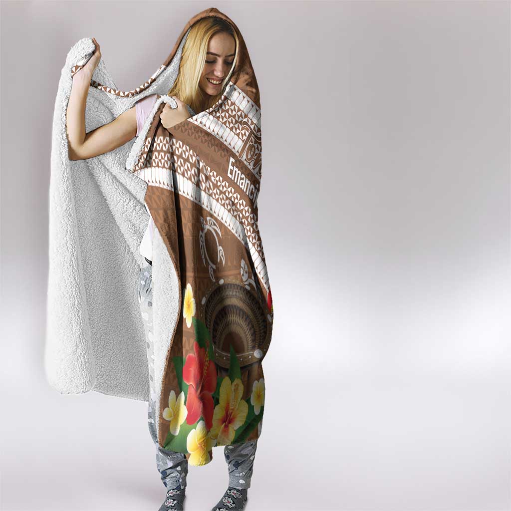 Kingdom Of Tonga Emancipation Day Hooded Blanket Tongan Ngatu With Kumete Brown