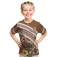 Kingdom Of Tonga Emancipation Day Kid T Shirt Tongan Ngatu With Kumete Brown