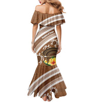 Kingdom Of Tonga Emancipation Day Mermaid Dress Tongan Ngatu With Kumete Brown