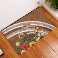 Kingdom Of Tonga Emancipation Day Rubber Doormat Tongan Ngatu With Kumete Brown LT14 - Polynesian Pride