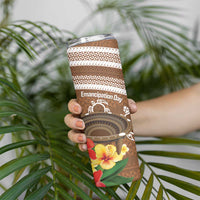 Kingdom Of Tonga Emancipation Day Skinny Tumbler Tongan Ngatu With Kumete Brown
