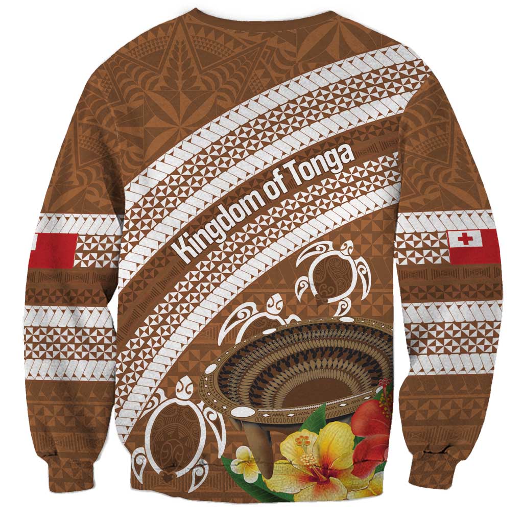 Kingdom Of Tonga Emancipation Day Sweatshirt Tongan Ngatu With Kumete Brown LT14 - Polynesian Pride