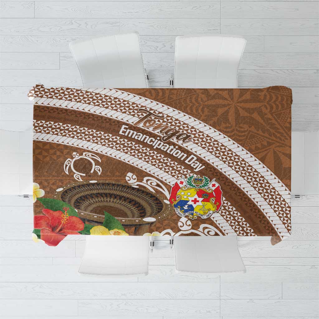 Kingdom Of Tonga Emancipation Day Tablecloth Tongan Ngatu With Kumete Brown LT14 Brown - Polynesian Pride