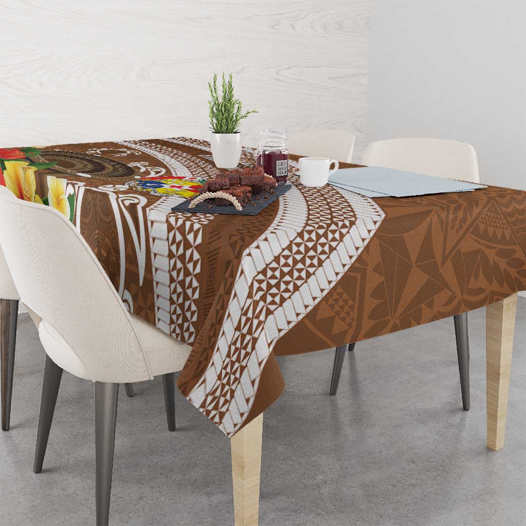 Kingdom Of Tonga Emancipation Day Tablecloth Tongan Ngatu With Kumete Brown LT14 - Polynesian Pride