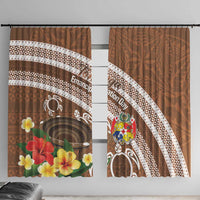 Kingdom Of Tonga Emancipation Day Window Curtain Tongan Ngatu With Kumete Brown LT14 With Hooks Brown - Polynesian Pride