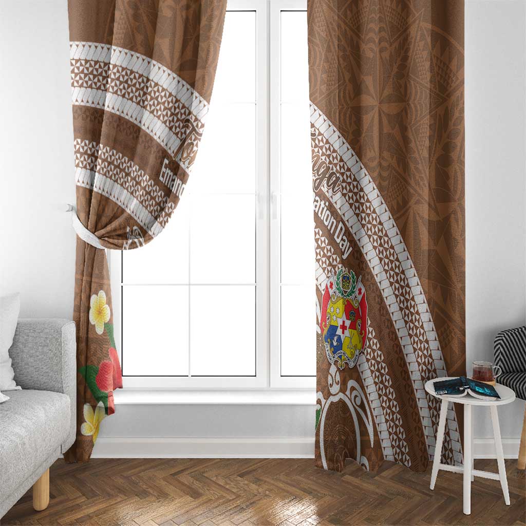 Kingdom Of Tonga Emancipation Day Window Curtain Tongan Ngatu With Kumete Brown LT14 - Polynesian Pride