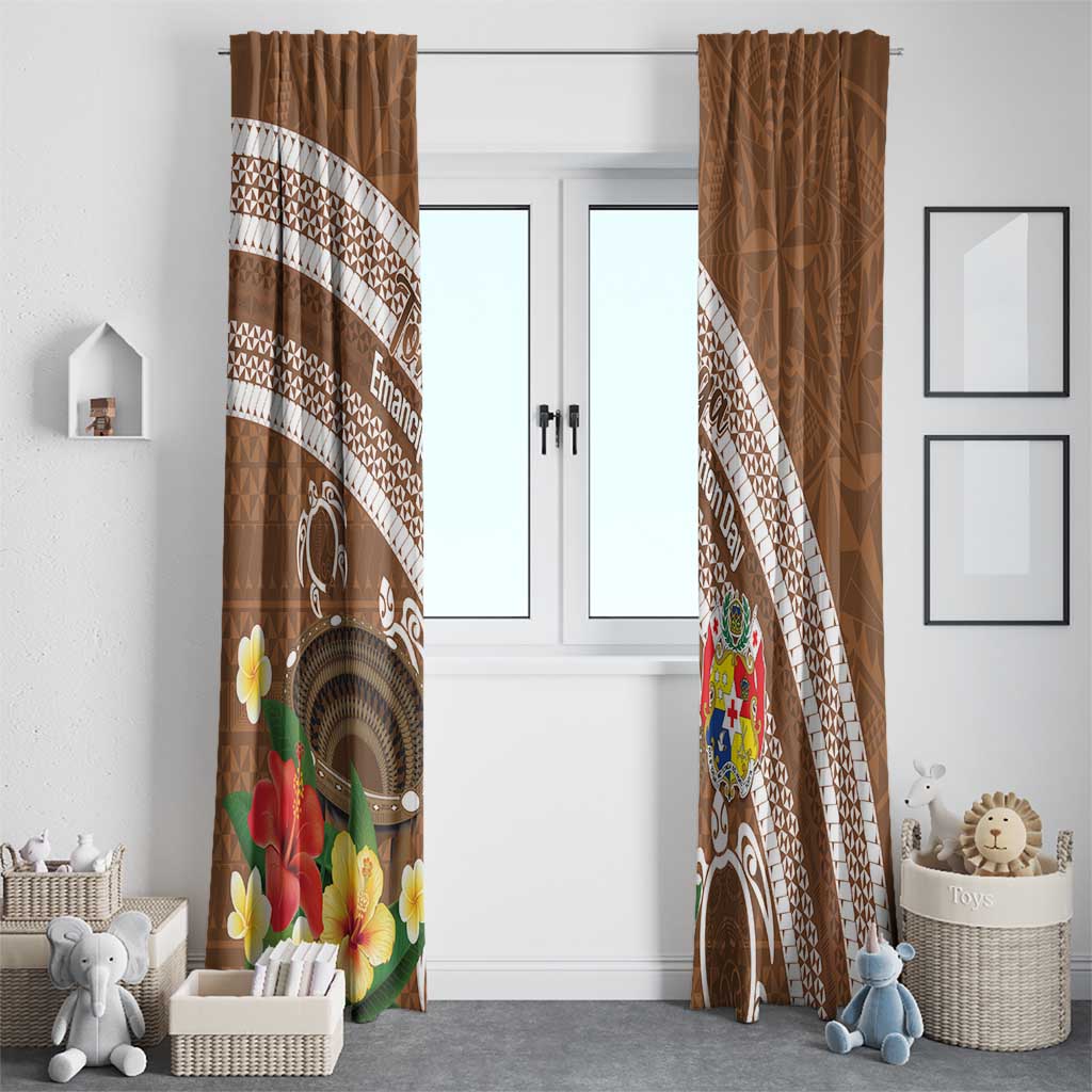 Kingdom Of Tonga Emancipation Day Window Curtain Tongan Ngatu With Kumete Brown LT14 - Polynesian Pride