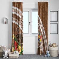 Kingdom Of Tonga Emancipation Day Window Curtain Tongan Ngatu With Kumete Brown LT14 - Polynesian Pride