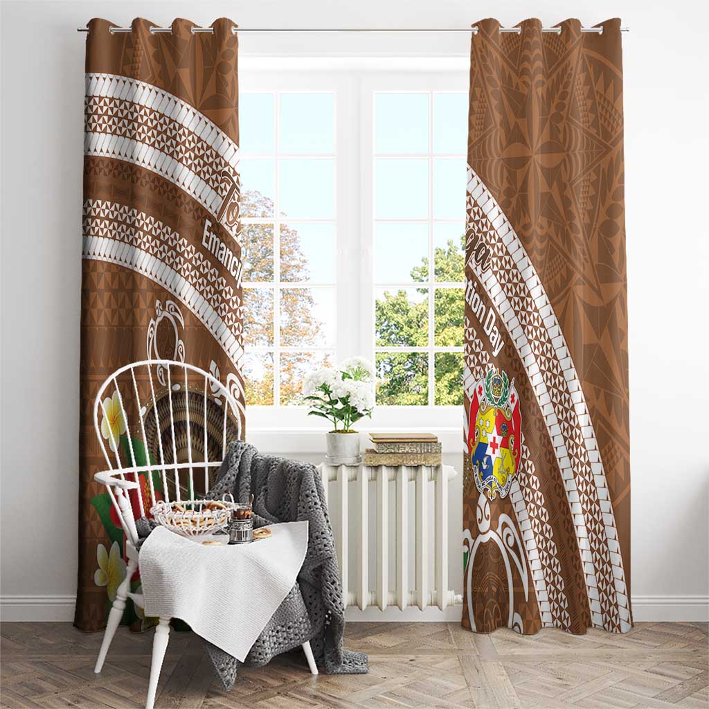 Kingdom Of Tonga Emancipation Day Window Curtain Tongan Ngatu With Kumete Brown LT14 - Polynesian Pride