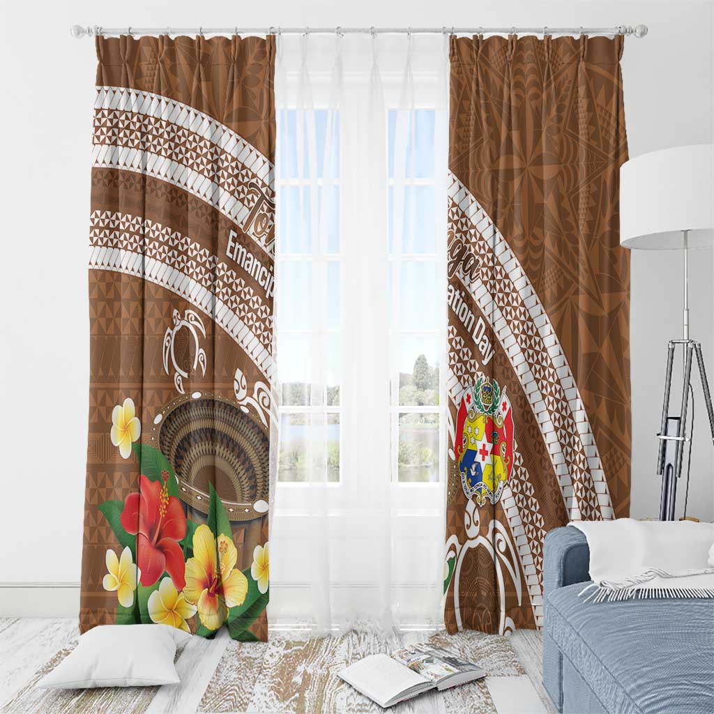 Kingdom Of Tonga Emancipation Day Window Curtain Tongan Ngatu With Kumete Brown LT14 - Polynesian Pride
