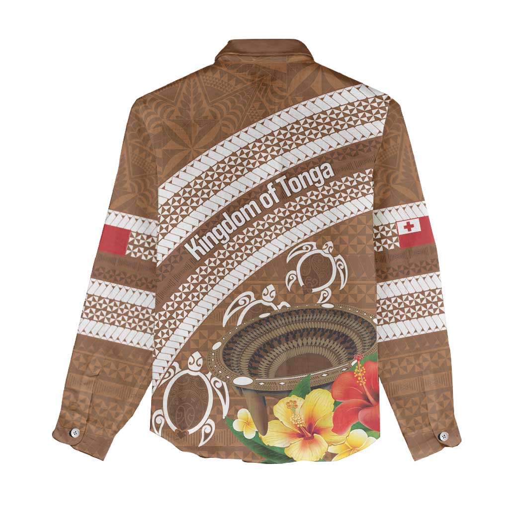 Kingdom Of Tonga Emancipation Day Women Casual Shirt Tongan Ngatu With Kumete Brown