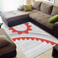 Tonga White Sunday Area Rug Heilala Flowers Tongan Ngatu Pattern