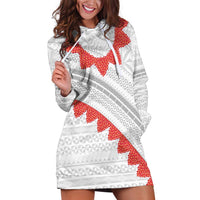 Tonga White Sunday Hoodie Dress Heilala Flowers Tongan Ngatu Pattern