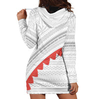 Tonga White Sunday Hoodie Dress Heilala Flowers Tongan Ngatu Pattern