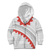 Tonga White Sunday Kid Hoodie Heilala Flowers Tongan Ngatu Pattern
