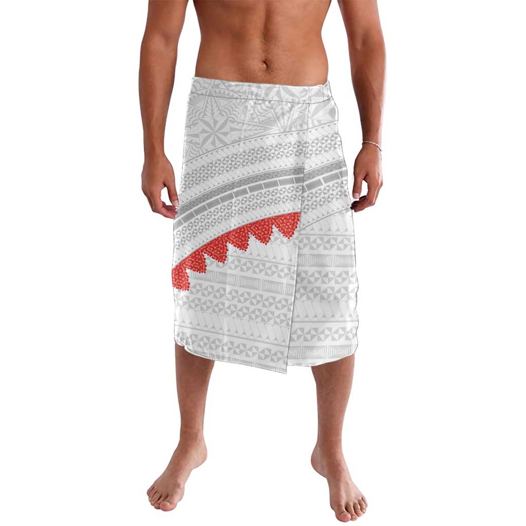 Tonga White Sunday Lavalava Heilala Flowers Tongan Ngatu Pattern