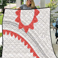 Tonga White Sunday Quilt Heilala Flowers Tongan Ngatu Pattern