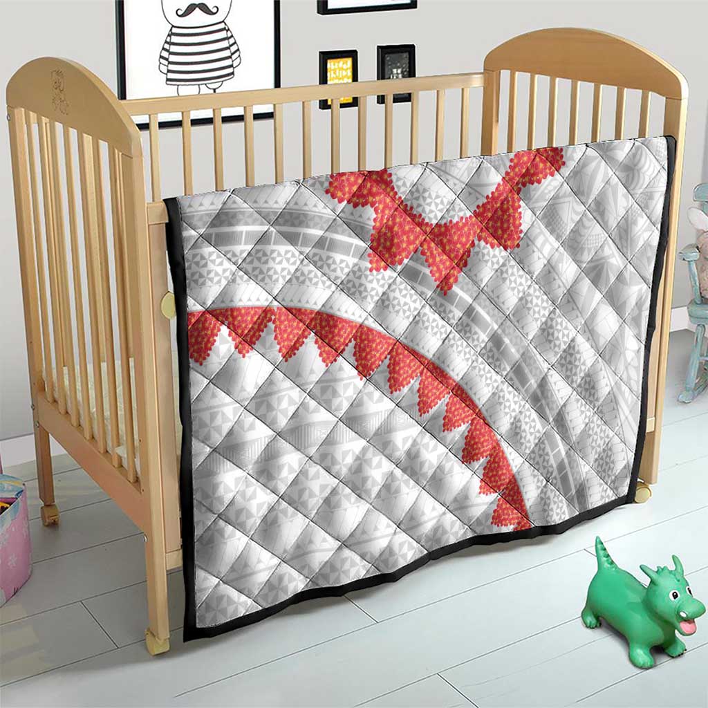 Tonga White Sunday Quilt Heilala Flowers Tongan Ngatu Pattern