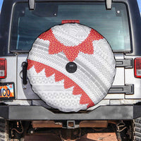 Tonga White Sunday Spare Tire Cover Heilala Flowers Tongan Ngatu Pattern
