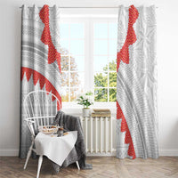 Tonga White Sunday Window Curtain Heilala Flowers Tongan Ngatu Pattern