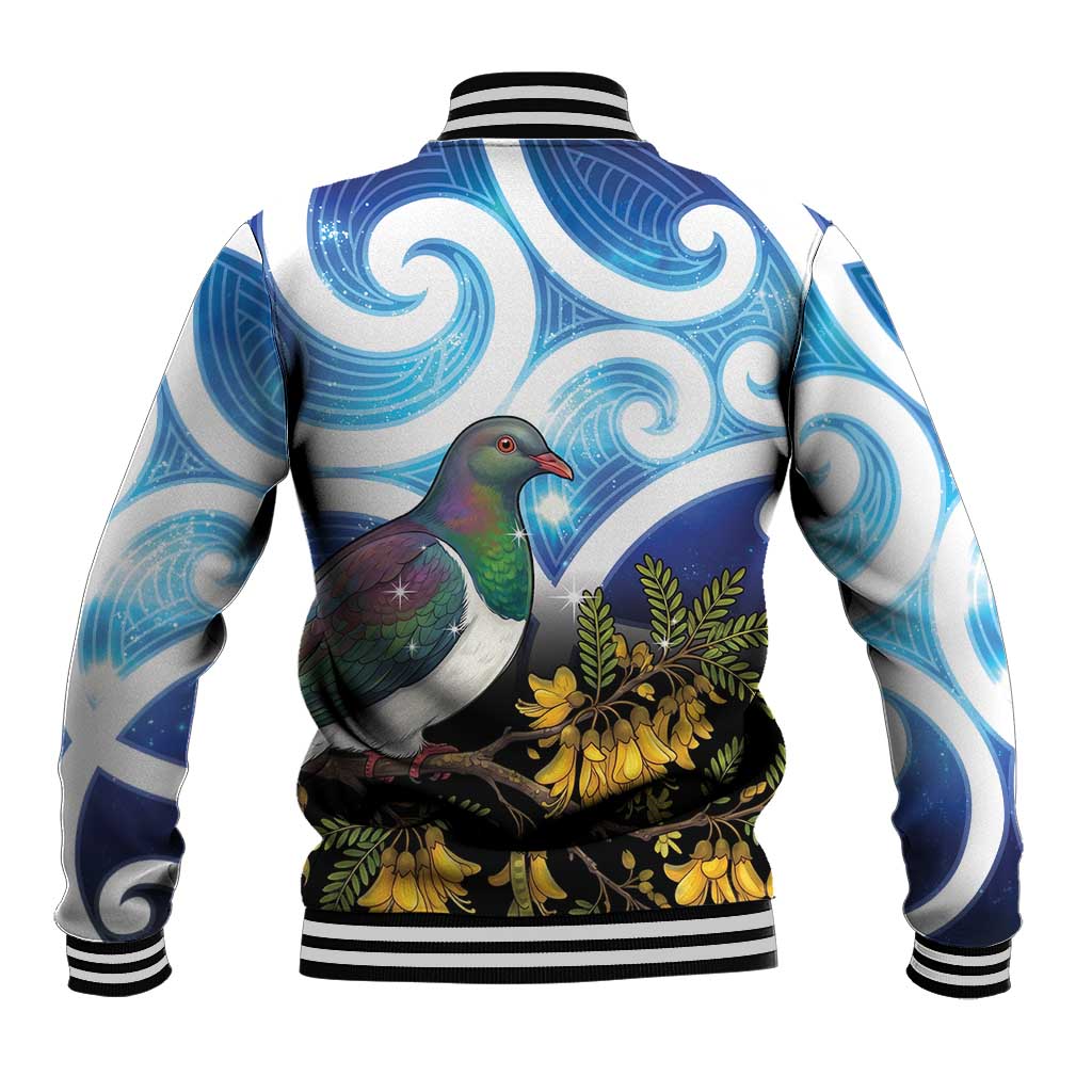 Kekeru New Zealand Matariki Baseball Jacket Kukupa Kowhai Maori New Year Blue Version