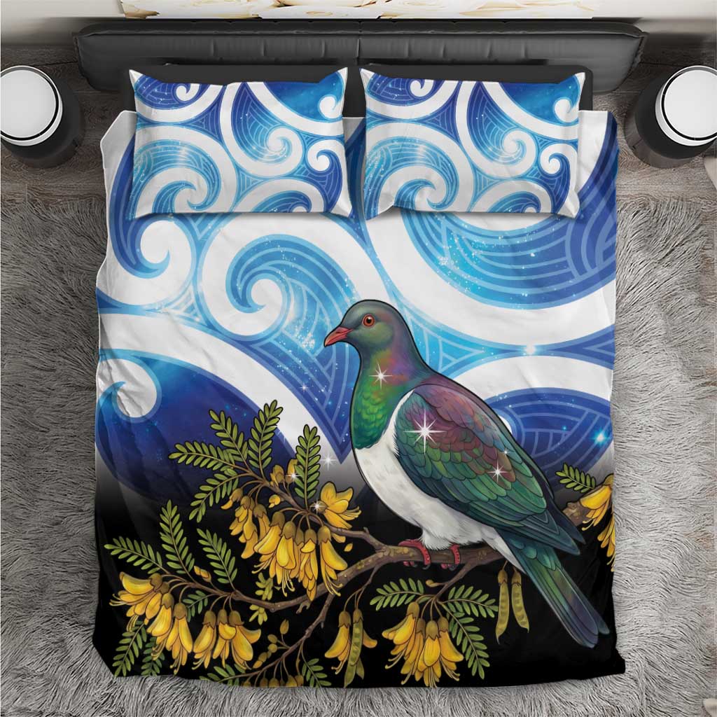 Kekeru New Zealand Matariki Bedding Set Kukupa Kowhai Maori New Year Blue Version LT14 Blue - Polynesian Pride