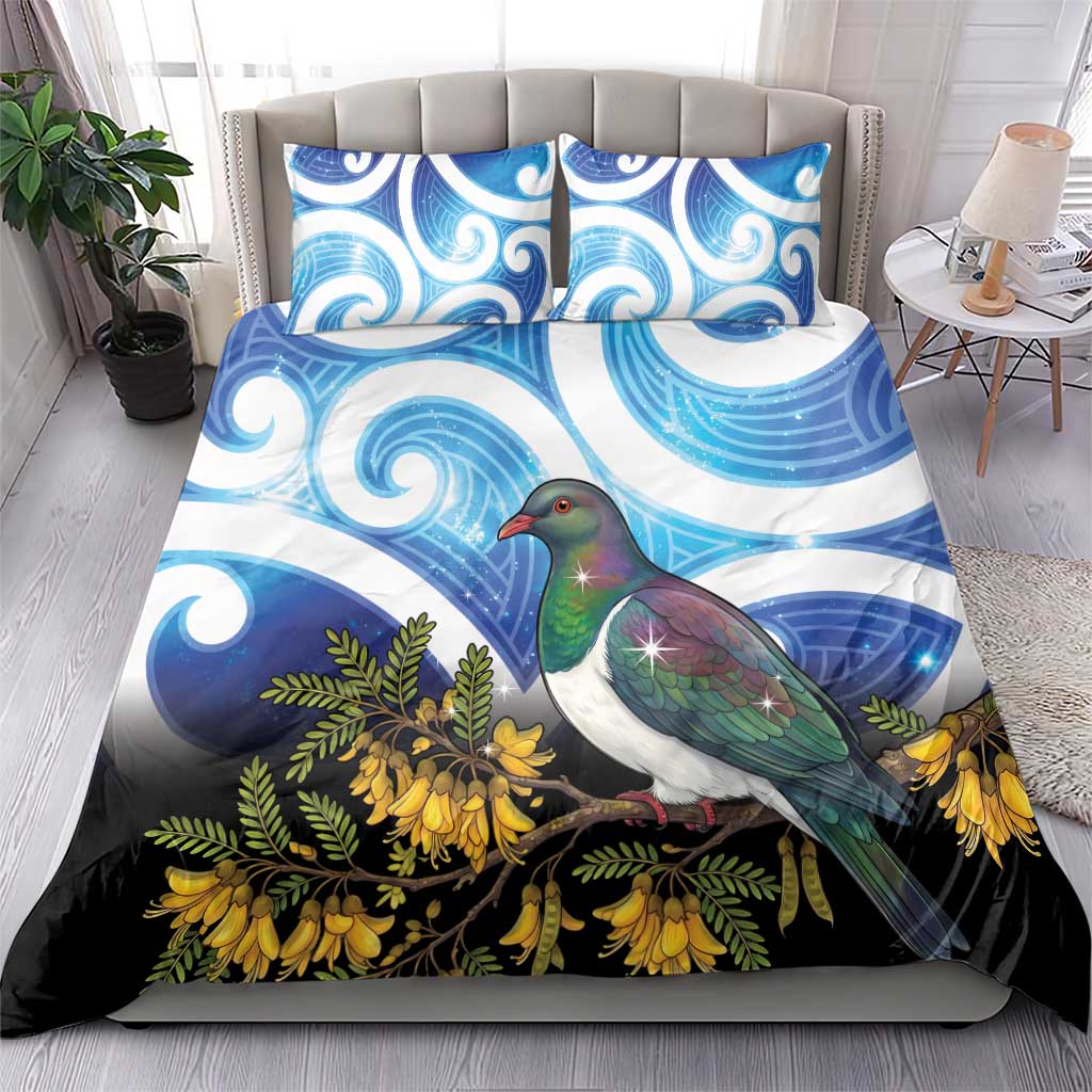 Kekeru New Zealand Matariki Bedding Set Kukupa Kowhai Maori New Year Blue Version