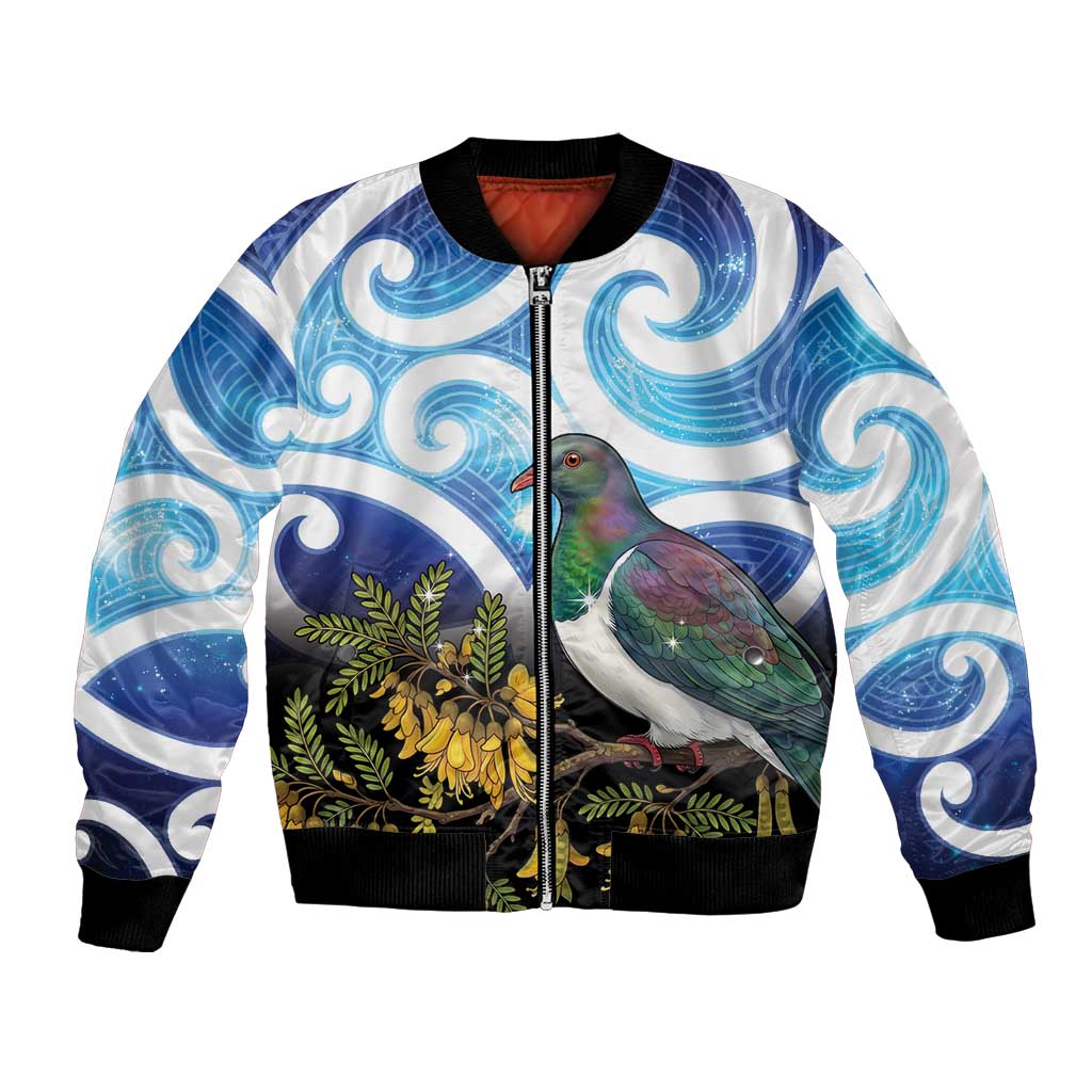 Kekeru New Zealand Matariki Bomber Jacket Kukupa Kowhai Maori New Year Blue Version LT14 Unisex Blue - Polynesian Pride