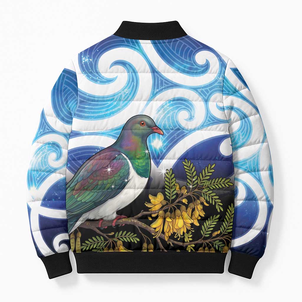 Kekeru New Zealand Matariki Bomber Puffer Jacket Kukupa Kowhai Maori New Year Blue Version LT14 - Polynesian Pride