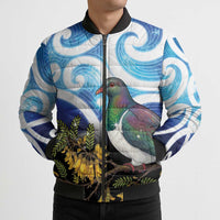 Kekeru New Zealand Matariki Bomber Puffer Jacket Kukupa Kowhai Maori New Year Blue Version LT14 - Polynesian Pride