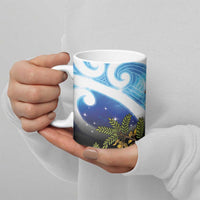 Kekeru New Zealand Matariki Ceramic Mug Kukupa Kowhai Maori New Year Blue Version LT14 - Polynesian Pride