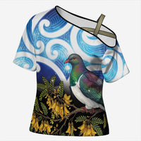 Kekeru New Zealand Matariki Cross Shoulder Shirt Kukupa Kowhai Maori New Year Blue Version
