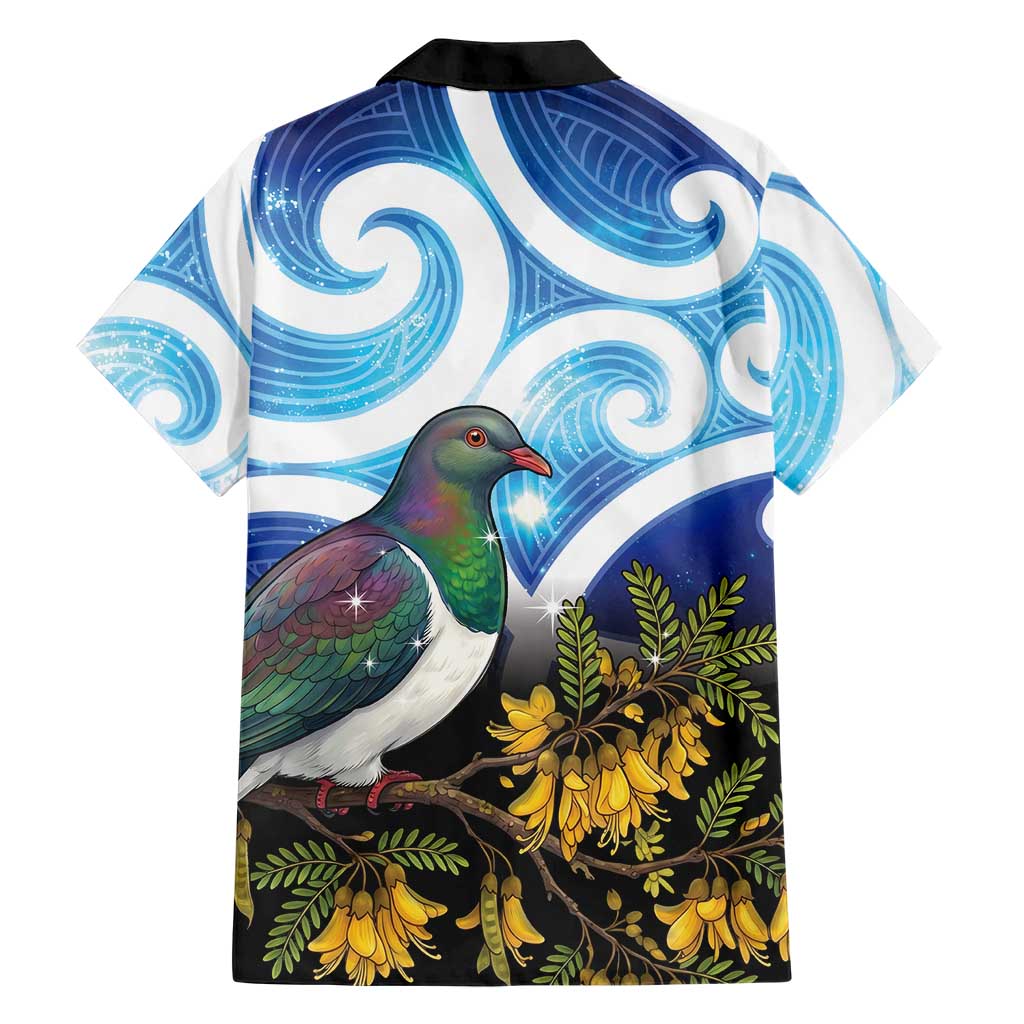 Kekeru New Zealand Matariki Family Matching Puletasi and Hawaiian Shirt Kukupa Kowhai Maori New Year Blue Version