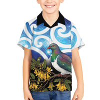 Kekeru New Zealand Matariki Kid Hawaiian Shirt Kukupa Kowhai Maori New Year Blue Version