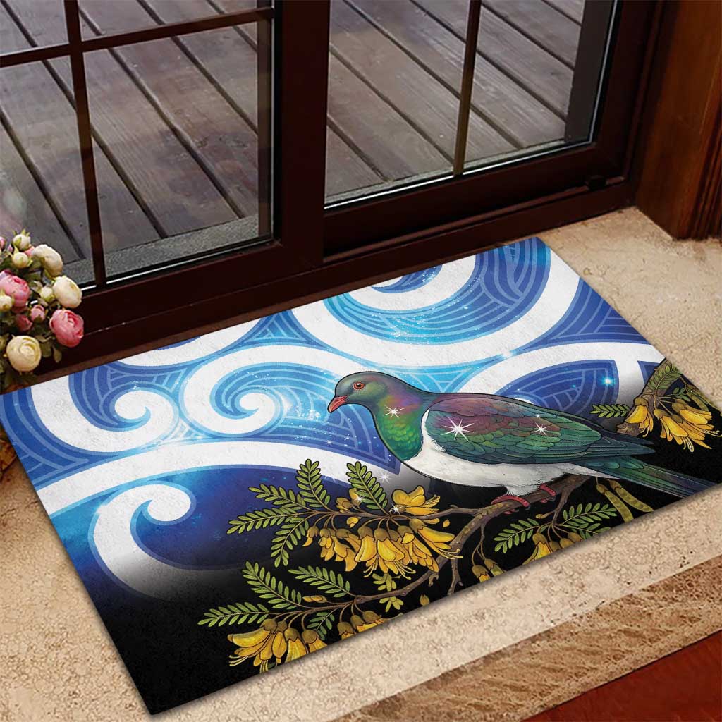 Kekeru New Zealand Matariki Rubber Doormat Kukupa Kowhai Maori New Year Blue Version LT14 - Polynesian Pride
