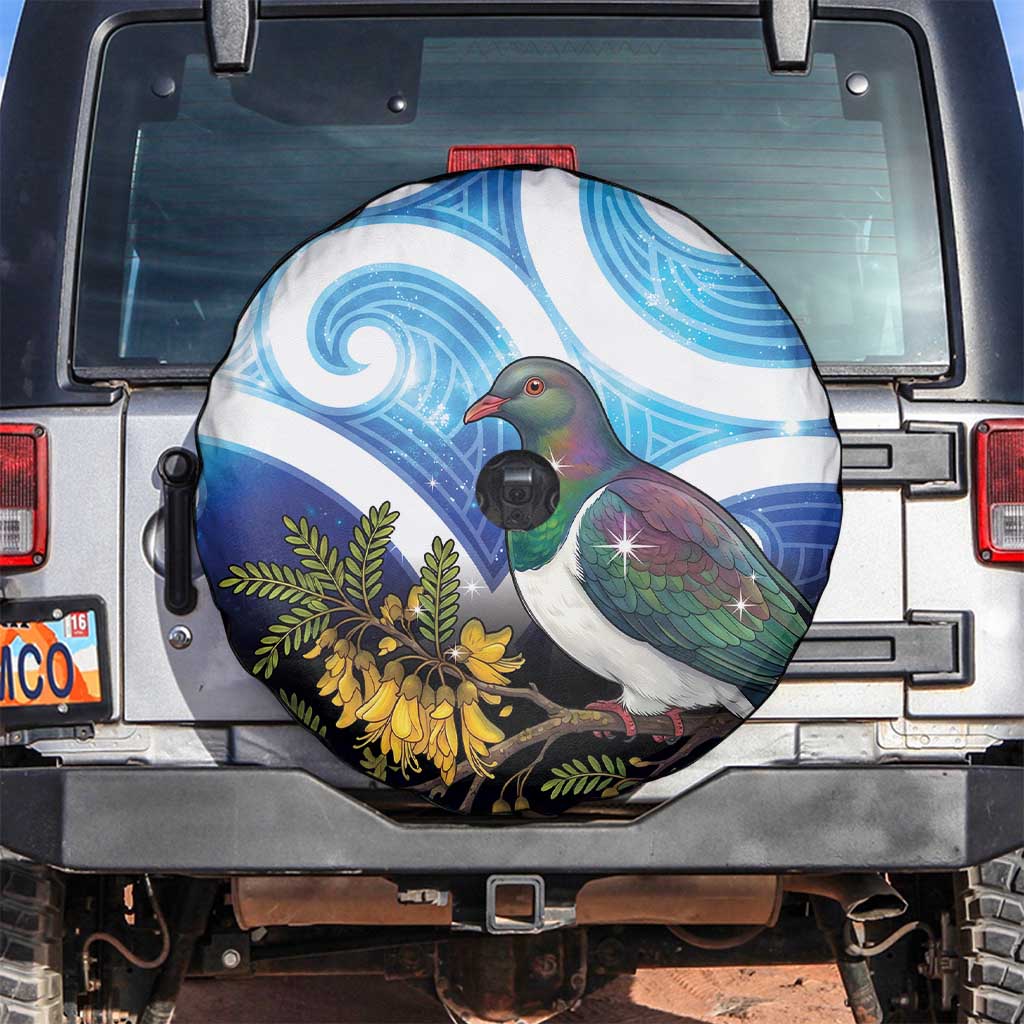 Kekeru New Zealand Matariki Spare Tire Cover Kukupa Kowhai Maori New Year Blue Version